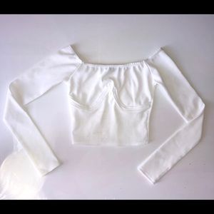 White Long Sleeve Crop Top